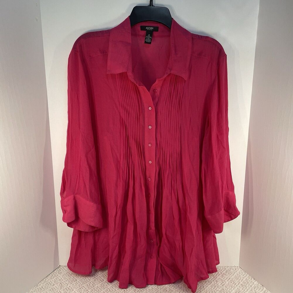 Alfani Womens 1X Long Sleeve Tunic Blouse Top with Camisole